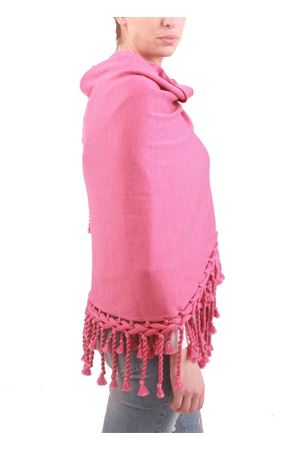 Handmade wool stole with fringes pink Art Tricot | SCIALLE GRANDE FRANGEFUCSIA